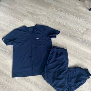 Navy Blue Figs Scrub Set